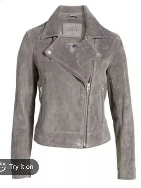 Blank NYC Leather Suede Gray Moto Jacket sz M